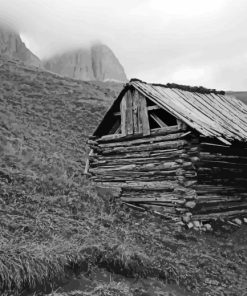 Old Black And White Barns paint by number