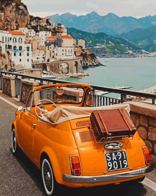 Orange Vintage Car Italy paint by number