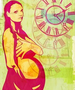 Pregnant Woman With Clock Art paint by number