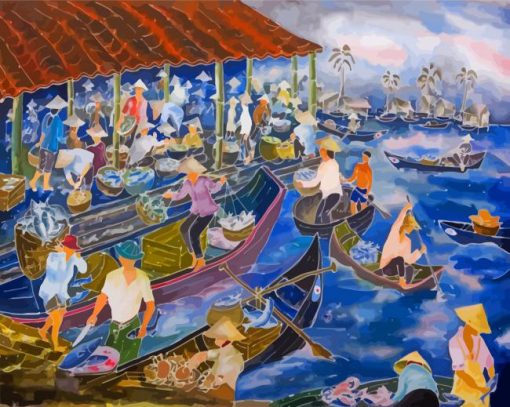 The Fish Market In Mekong paint by number