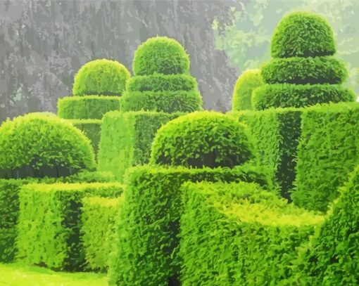 Topiary Garden In Rain paint by number