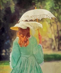 Victorian Woman With Parasol paint by number