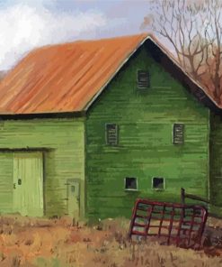 Vintage Green Barn paint by number