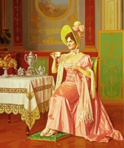 Vintage Lady Having Tea paint by number