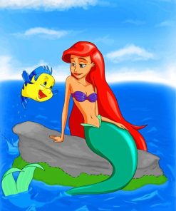 Ariel Mermaid And Flounder Fish paint by number