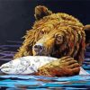 Bear Eats Fish Art paint by number