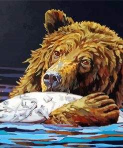 Bear Eats Fish Art paint by number