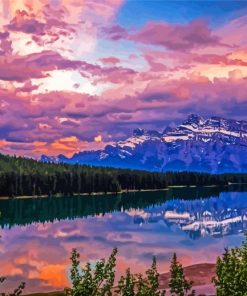 Beautiful Sunset In Two Jack Lake paint by number