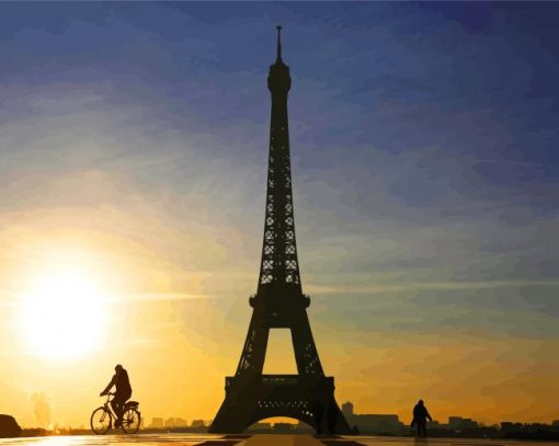 Biking In France Silhouette paint by number