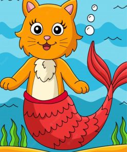 Cartoon Cat Mermaid paint by number