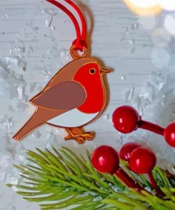 Christmas Robin Bird Decoration paint by number