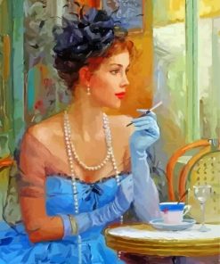 Elegant Lady Smoking paint by number