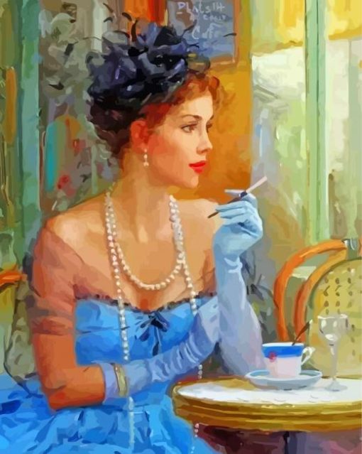 Elegant Lady Smoking paint by number