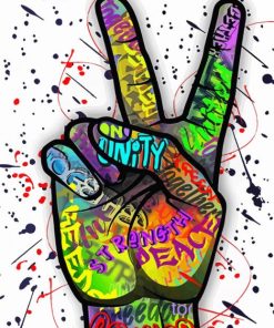 Graffiti Peace Sign Hand paint by number