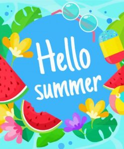 Hello Summer Tropical Poster paint by number