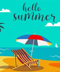 Hello Summer Tropical Beach Poster paint by number