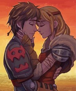 Hiccup And Astrid In Love Art paint by number