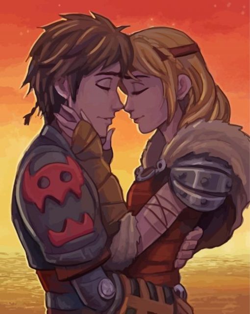 Hiccup And Astrid In Love Art paint by number