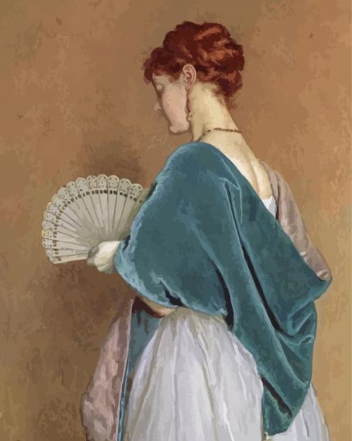 Lady With Hand Fan paint by number