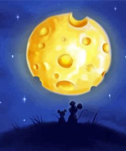 Mice Watching Cheese Moon paint by number