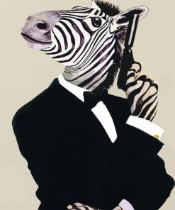 Mr Zebra With Gun paint by number