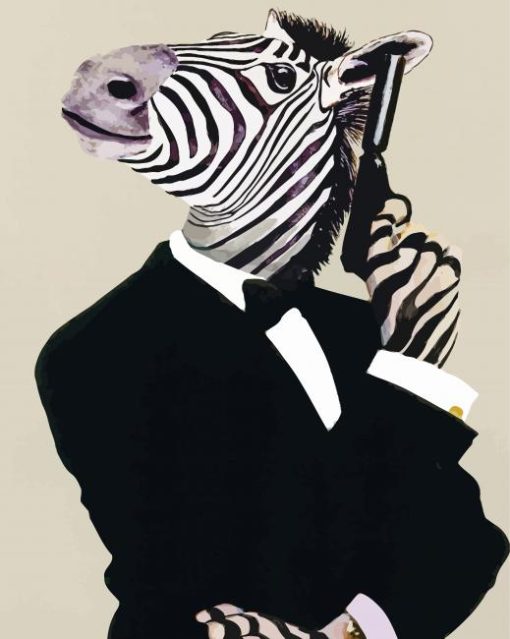 Mr Zebra With Gun paint by number