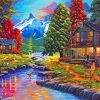 Peace River Cabin Landscape paint by number