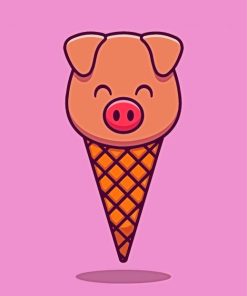 Pink Pig Ice Cream paint by number