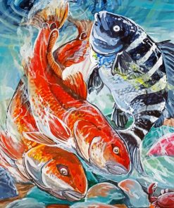 Red Drum And Sheephead Fishes paint by number