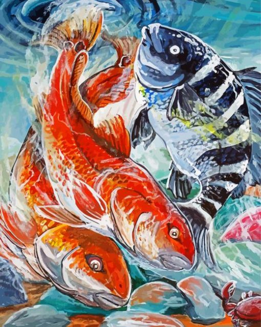 Red Drum And Sheephead Fishes paint by number