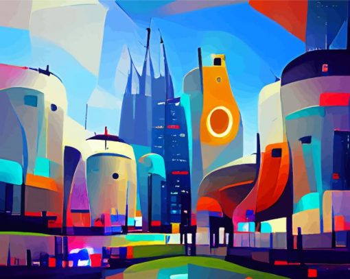 Sci Fi City Landscape paint by number