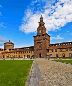 Sforzesco Castle Milan Italy paint by number