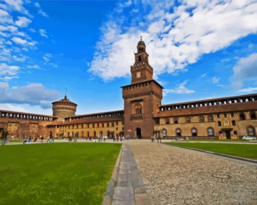 Sforzesco Castle Milan Italy paint by number