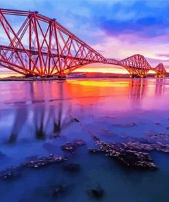 Sunset At Forth Railway Bridge paint by number