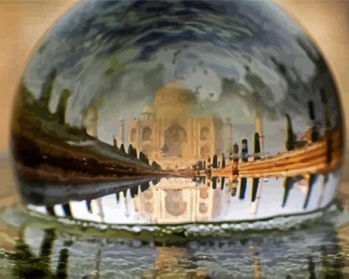 Taj Mahal Glass Globe Reflection paint by number