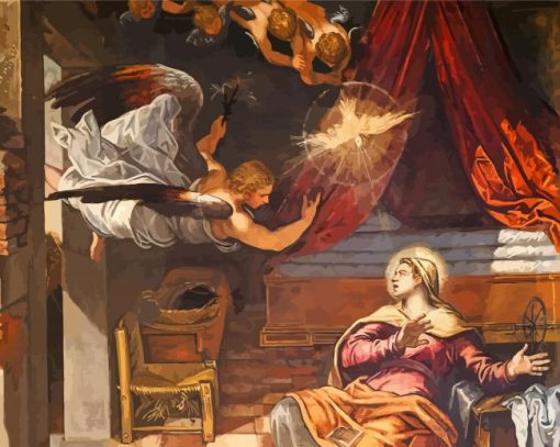 The Annunciation By Tintoretto paint by number