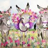 Trio Donkeys With Flowers paint by number