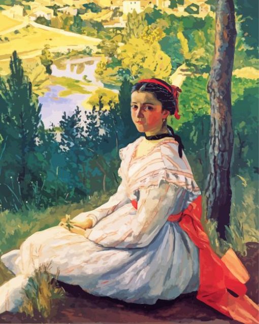 View Of The Village By Frederic Bazille paint by number