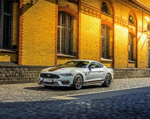 White Mach 1 Mustang paint by number