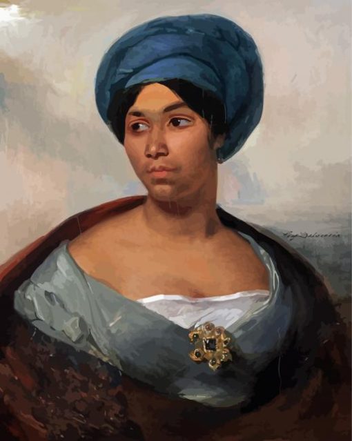 Woman In Blue Turban paint by number