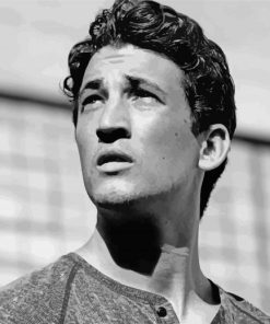 Black And White Miles Teller paint by number