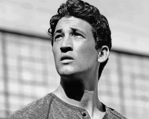 Black And White Miles Teller paint by number