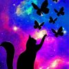 Cat With Butterflies Silhouette paint by number