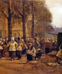 Fish Market Rotterdam By Eugene Boudin paint by number