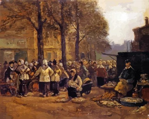 Fish Market Rotterdam By Eugene Boudin paint by number