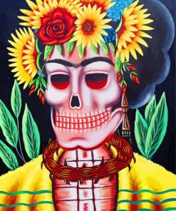 Floral Frida Skeleton paint by number