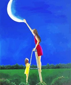 Girl Catching The Moon Art paint by number