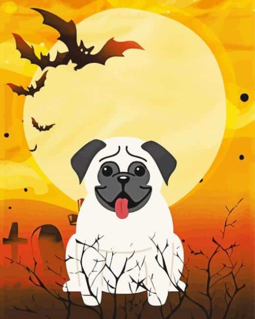 Halloween Pug paint by number