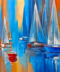 Harbour White Sailboats Art paint by number