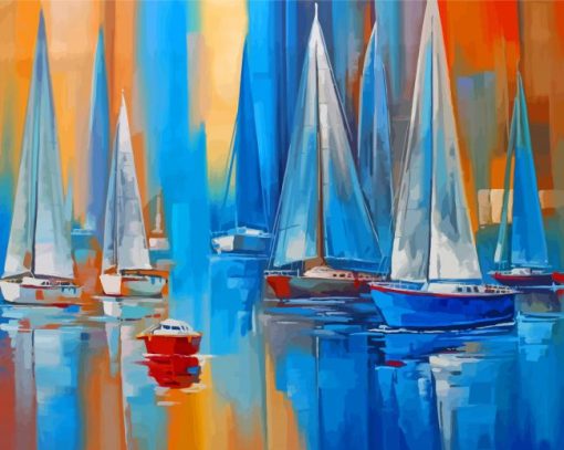 Harbour White Sailboats Art paint by number